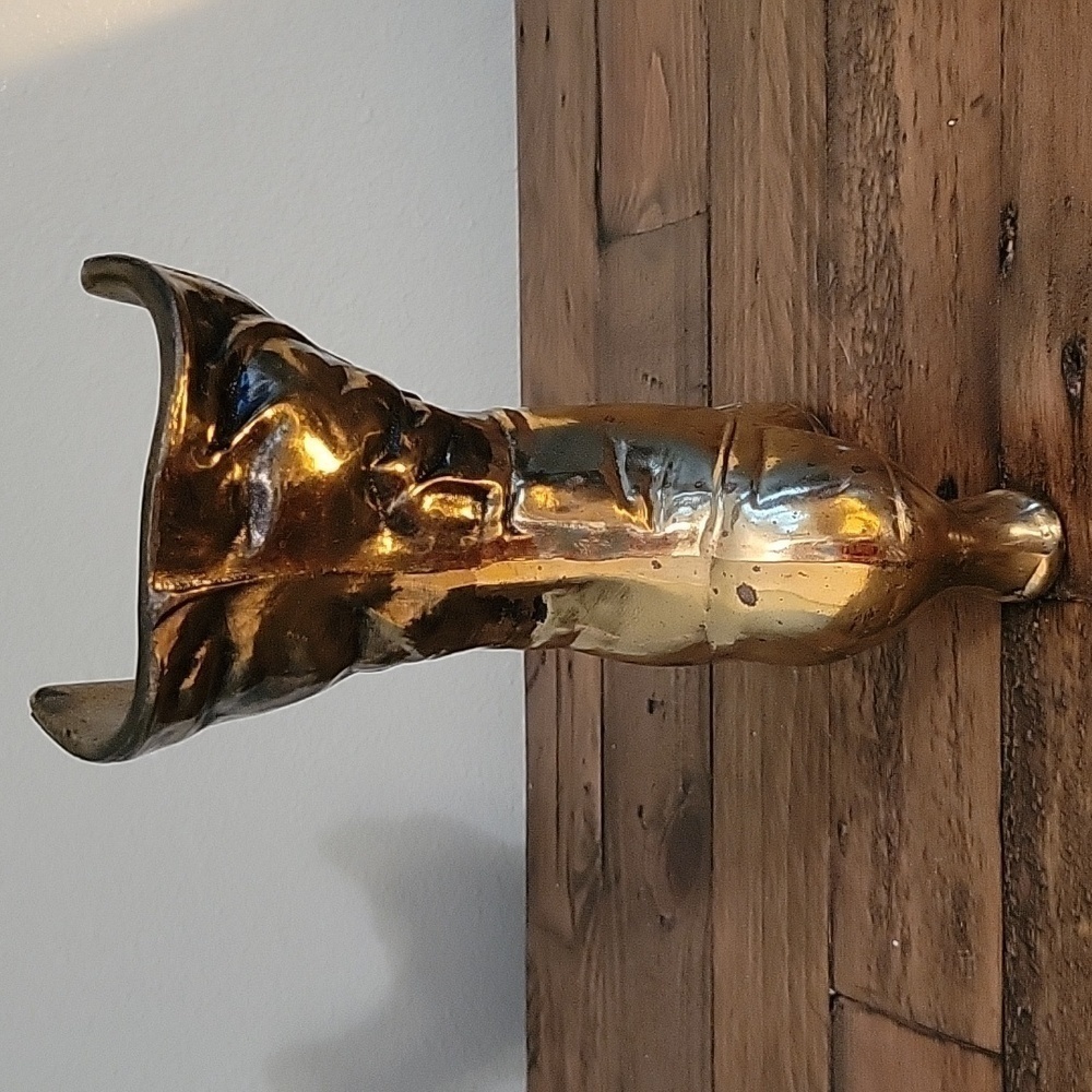 Vintage Brass Cast Victorian Era Style Boot Vase Planter Decor Display - Picture 3 of 12